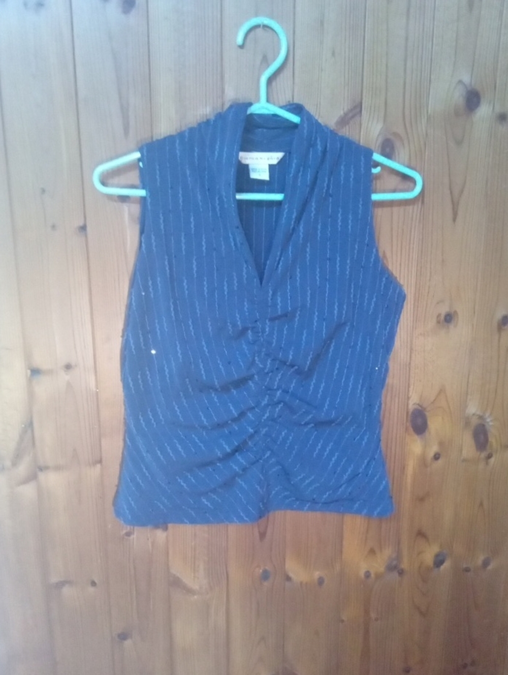 Ruched V-Neck Navy Sleeveless Camisole